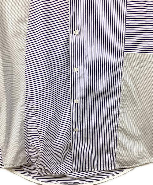 MARNI（マルニ）MARNI (マルニ) オープンバック ロング パッチワーク ストライプ シャツ ホワイト×ブルー サイズ:48の古着・服飾アイテム
