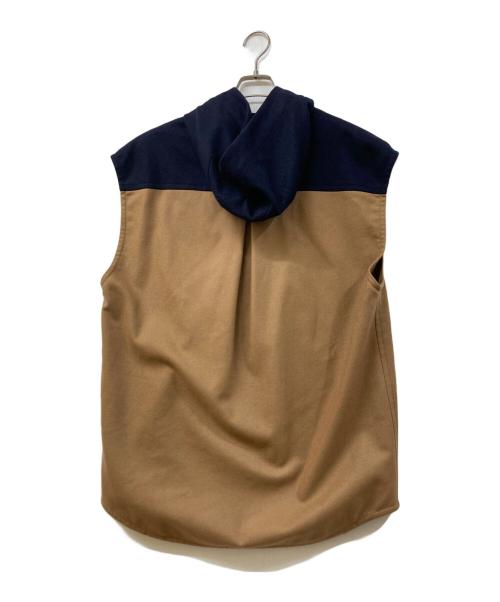 MARNI（マルニ）MARNI (マルニ) フード付きウールベスト ブラウン×ネイビー サイズ:	SIZE 46の古着・服飾アイテム
