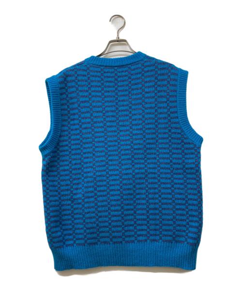 MARNI（マルニ）MARNI (マルニ) ジャガードチェックニットベスト ブルー サイズ:	SIZE 48の古着・服飾アイテム