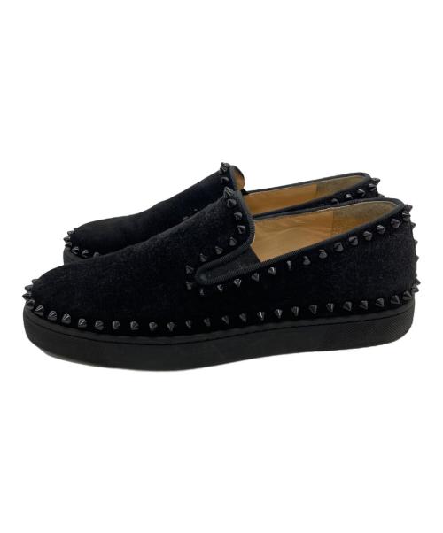 Christian Louboutin（クリスチャン・ルブタン）Christian Louboutin (クリスチャン・ルブタン) スタッズスリッポン ブラック サイズ:37の古着・服飾アイテム