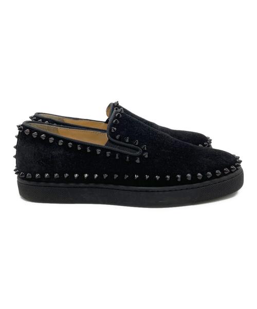 Christian Louboutin（クリスチャン・ルブタン）Christian Louboutin (クリスチャン・ルブタン) スタッズスリッポン ブラック サイズ:37の古着・服飾アイテム