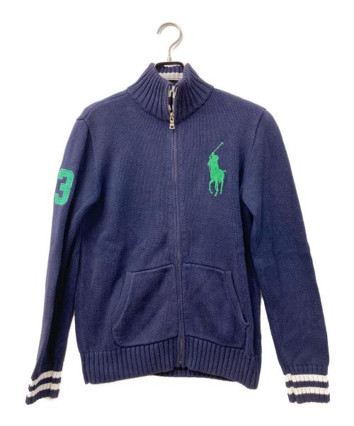 POLO RALPH LAUREN（ポロ・ラルフローレン）POLO RALPH LAUREN (ポロ・ラルフローレン) ジップアップニット ネイビー サイズ:Lの古着・服飾アイテム