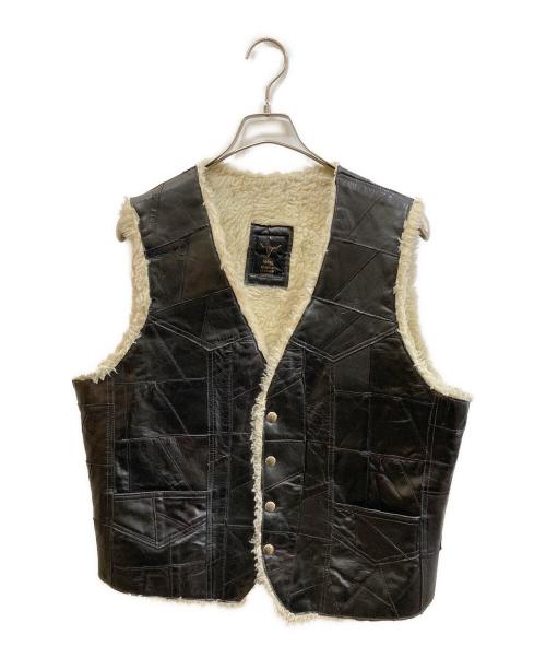 古着（フルギ）古着 (フルギ) ボア付きレザーベスト ブラック サイズ:SIZE Lの古着・服飾アイテム