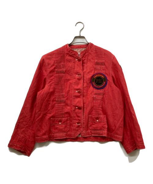 PINK HOUSE（ピンクハウス）PINK HOUSE (ピンクハウス) ノーカラージャケット レッド サイズ:実寸をご確認くださいの古着・服飾アイテム