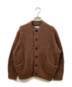 MAISON SPECIALメゾンスペシャル）の古着「三つ杢ウールナイロンプライムオーバークルーネックニットカーディガン」｜ブラウン
