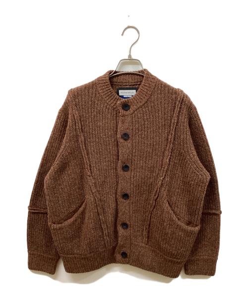 MAISON SPECIAL（メゾンスペシャル）MAISON SPECIAL (メゾンスペシャル) 三つ杢ウールナイロンプライムオーバークルーネックニットカーディガン ブラウン サイズ:	SIZE 00の古着・服飾アイテム