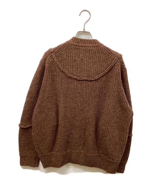 MAISON SPECIAL（メゾンスペシャル）MAISON SPECIAL (メゾンスペシャル) 三つ杢ウールナイロンプライムオーバークルーネックニットカーディガン ブラウン サイズ:	SIZE 00の古着・服飾アイテム