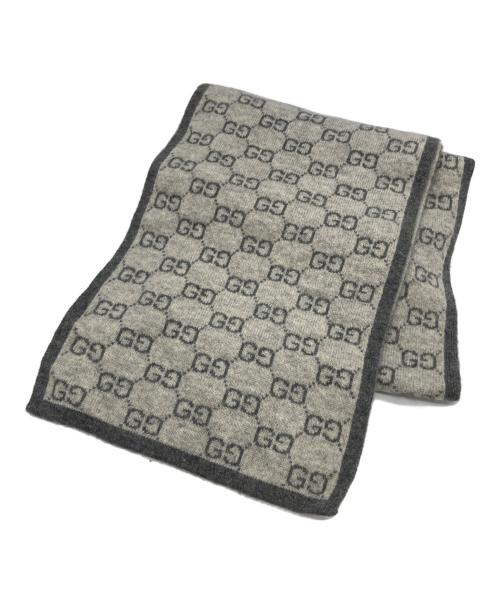 GUCCI（グッチ）GUCCI (グッチ) リバーシブルカシミヤマフラー グレー×ベージュの古着・服飾アイテム