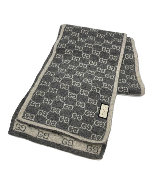 GUCCI（グッチ）GUCCI (グッチ) リバーシブルカシミヤマフラー グレー×ベージュの古着・服飾アイテム