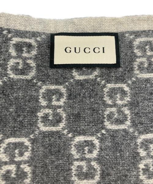 GUCCI（グッチ）GUCCI (グッチ) リバーシブルカシミヤマフラー グレー×ベージュの古着・服飾アイテム