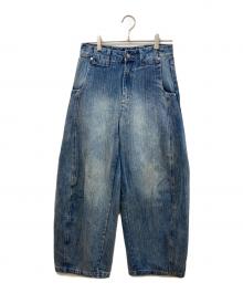 ANTIPROMIND（アンチプロマインド）の古着「TEXTURED TUCK CURVED DENIM PANTS」｜インディゴ