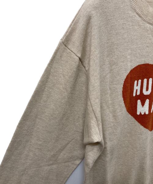 HUMAN MADE（ヒューマンメイド）HUMAN MADE (ヒューマンメイド) ハートロゴニット/ HEART KNIT SWEATER ベージュ サイズ:	SIZE Mの古着・服飾アイテム