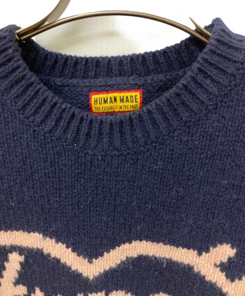 HUMAN MADE（ヒューマンメイド）HUMAN MADE (ヒューマンメイド) HEART KNIT SWEATER ネイビー サイズ:	SIZE Lの古着・服飾アイテム