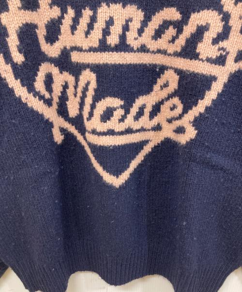 HUMAN MADE（ヒューマンメイド）HUMAN MADE (ヒューマンメイド) HEART KNIT SWEATER ネイビー サイズ:	SIZE Lの古着・服飾アイテム