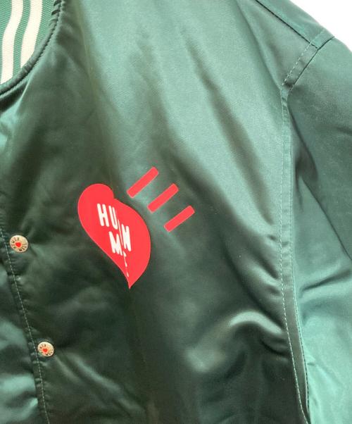 HUMAN MADE（ヒューマンメイド）HUMAN MADE (ヒューマンメイド) NYLON STADIUM JACKETスタジャン グリーン サイズ:SIZE Lの古着・服飾アイテム