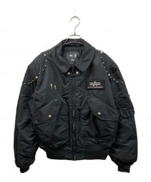 THUG CLUB×ALPHA（サグ クラブ×アルファ）の古着「FLIGHT JACKET "RIVET VERSION"」｜ブラック