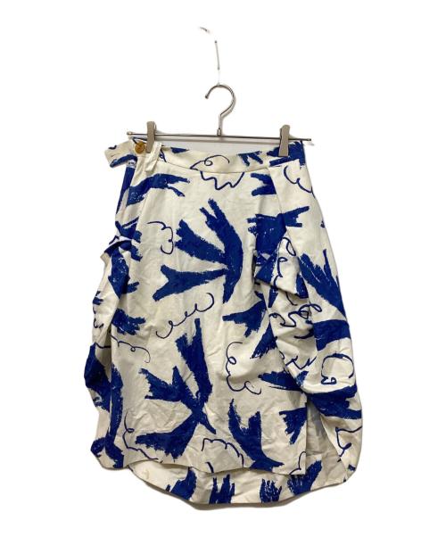 Vivienne Westwood RED LABEL（ヴィヴィアンウエストウッドレッドレーベル）Vivienne Westwood RED LABEL (ヴィヴィアンウエストウッドレッドレーベル) デザイン総柄スカート ブルー サイズ:	SIZE 38の古着・服飾アイテム