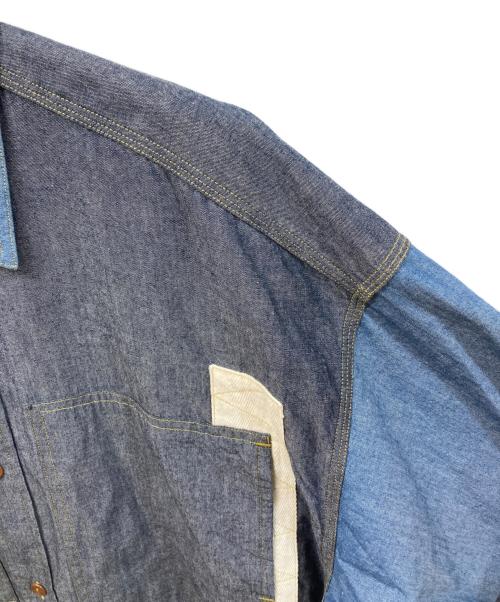GANRYU（ガンリュウ）GANRYU (ガンリュウ) パッチワークデニムシャツ インディゴ サイズ:	SIZE Mの古着・服飾アイテム
