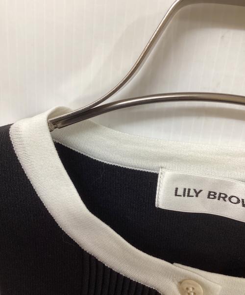 Lily Brown（リリーブラウン）Lily Brown (リリーブラウン) フラワージャガードカーディガン ブラック サイズ:	SIZE Freeの古着・服飾アイテム