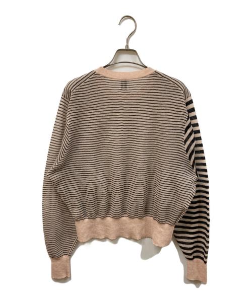 6(ROKU) BEAUTY&YOUTH（ロク ビューティーアンドユース）6(ROKU) BEAUTY&YOUTH (ロク ビューティーアンドユース) Sheer Border Crewneck Knit ベージュ サイズ:実寸をご確認くださいの古着・服飾アイテム