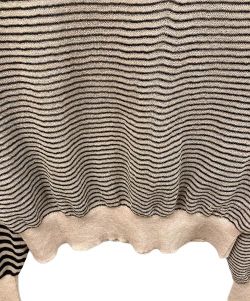 6(ROKU) BEAUTY&YOUTH（ロク ビューティーアンドユース）6(ROKU) BEAUTY&YOUTH (ロク ビューティーアンドユース) Sheer Border Crewneck Knit ベージュ サイズ:実寸をご確認くださいの古着・服飾アイテム