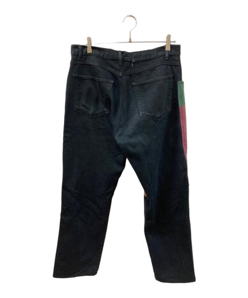 don‘tstop（ドントストップ）don‘tstop (ドントストップ) レザー切替ブラックジーンズ ブラック サイズ:34の古着・服飾アイテム