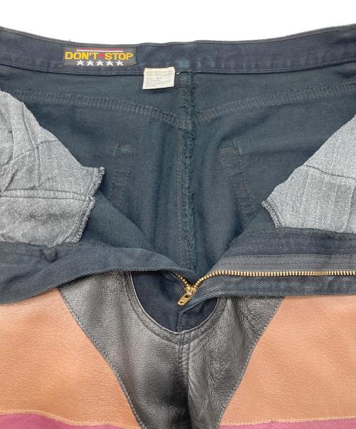 don‘tstop（ドントストップ）don‘tstop (ドントストップ) レザー切替ブラックジーンズ ブラック サイズ:34の古着・服飾アイテム