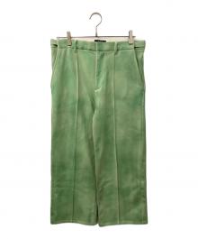 TAAKK（ターク）の古着「LEATHER COATING SLACKS」｜グリーン