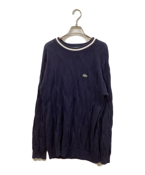 LACOSTE（ラコステ）LACOSTE (ラコステ) 変形ケーブルコットンニットセーター ネイビー サイズ:	SIZE Mの古着・服飾アイテム