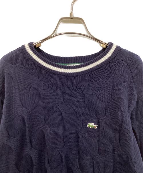 LACOSTE（ラコステ）LACOSTE (ラコステ) 変形ケーブルコットンニットセーター ネイビー サイズ:	SIZE Mの古着・服飾アイテム
