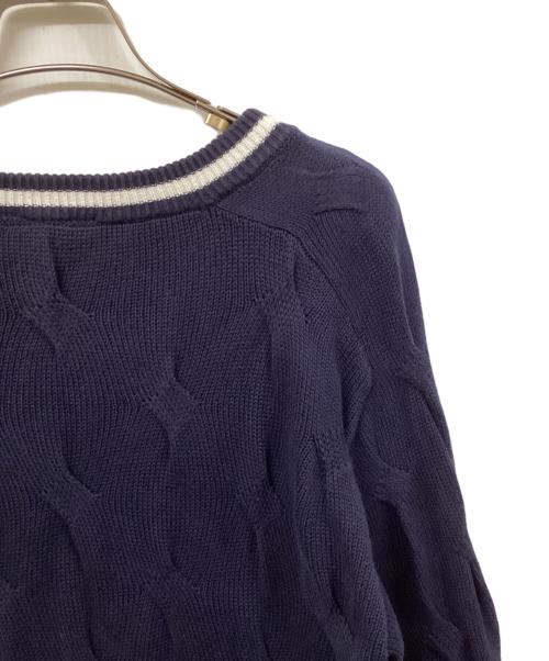 LACOSTE（ラコステ）LACOSTE (ラコステ) 変形ケーブルコットンニットセーター ネイビー サイズ:	SIZE Mの古着・服飾アイテム