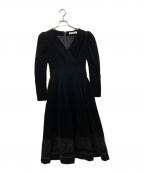 HER LIP TOハーリップトゥ）の古着「Embroidered Velour Midi Dress」｜ブラック