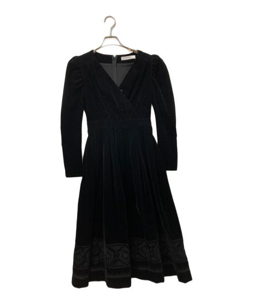 HER LIP TO（ハーリップトゥ）HER LIP TO (ハーリップトゥ) Embroidered Velour Midi Dress ブラック サイズ:SIZE Sの古着・服飾アイテム