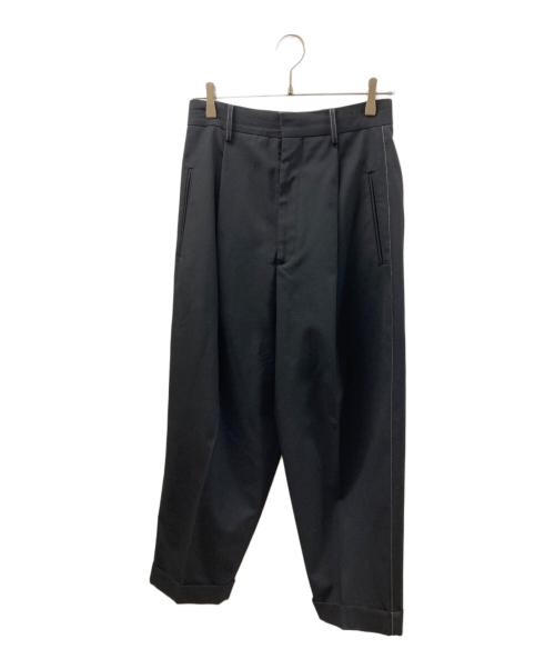 beautiful people（ビューティフルピープル）beautiful people (ビューティフルピープル) wool gabardine one tuck tapered pants ブラック×イエロー サイズ:SIZE 38の古着・服飾アイテム