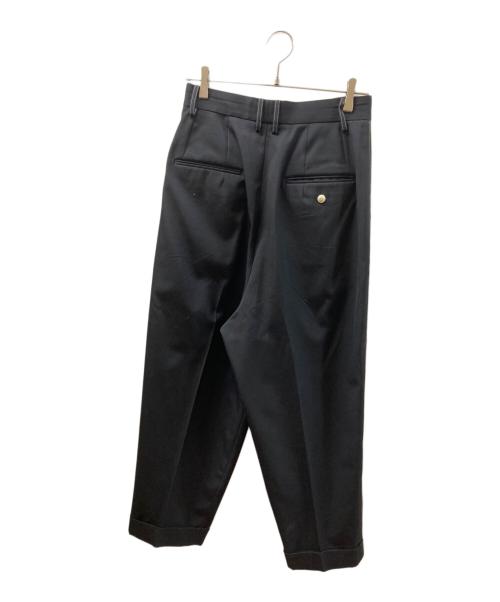 beautiful people（ビューティフルピープル）beautiful people (ビューティフルピープル) wool gabardine one tuck tapered pants ブラック×イエロー サイズ:SIZE 38の古着・服飾アイテム
