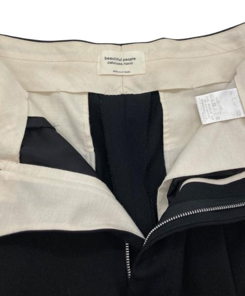 beautiful people（ビューティフルピープル）beautiful people (ビューティフルピープル) wool gabardine one tuck tapered pants ブラック×イエロー サイズ:SIZE 38の古着・服飾アイテム