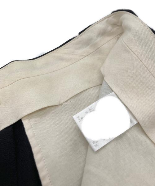 beautiful people（ビューティフルピープル）beautiful people (ビューティフルピープル) wool gabardine one tuck tapered pants ブラック×イエロー サイズ:SIZE 38の古着・服飾アイテム