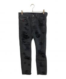 DIESEL（ディーゼル）の古着「ダメージ加工デニムパンツ」｜ブラック