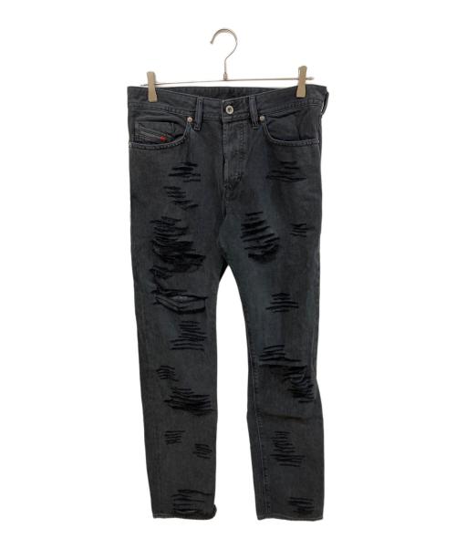 DIESEL（ディーゼル）DIESEL (ディーゼル) ダメージ加工デニムパンツ ブラック サイズ:SIZE 30の古着・服飾アイテム
