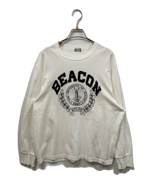 kolor/BEACON（カラービーコン）kolor/BEACON (カラービーコン) カレッジロングスリーブTシャツ ホワイト サイズ:	SIZE 1の古着・服飾アイテム