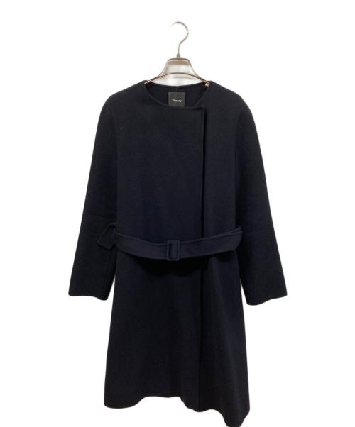 theory（セオリー）theory (セオリー) ノーカラーウールコート ネイビー サイズ:SIZE Sの古着・服飾アイテム