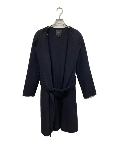 theory（セオリー）theory (セオリー) ノーカラーウールコート ネイビー サイズ:SIZE Sの古着・服飾アイテム