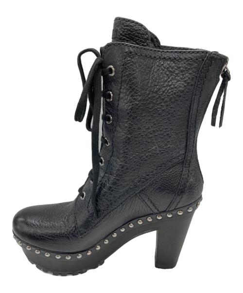 MIU MIU（ミュウミュウ）MIU MIU (ミュウミュウ) スタッズ プラットフォーム レースアップブーツ ブラック サイズ:	SIZE 34の古着・服飾アイテム