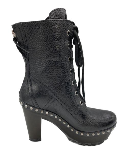 MIU MIU（ミュウミュウ）MIU MIU (ミュウミュウ) スタッズ プラットフォーム レースアップブーツ ブラック サイズ:	SIZE 34の古着・服飾アイテム