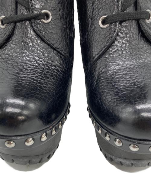 MIU MIU（ミュウミュウ）MIU MIU (ミュウミュウ) スタッズ プラットフォーム レースアップブーツ ブラック サイズ:	SIZE 34の古着・服飾アイテム