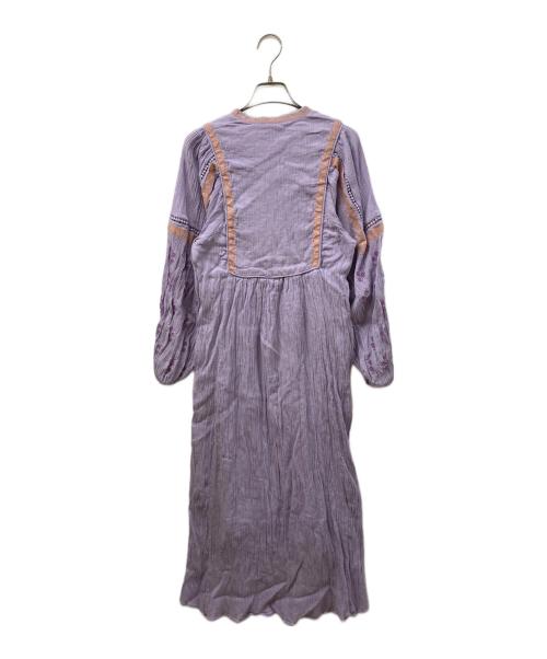 ne quittez pas（ヌキテパ）ne quittez pas (ヌキテパ) Cotton Gauze Leaf Embroidery Yoke Dress/コットン ガーゼ リーフ エンブロイダリーヨークドレス パープル サイズ:SIZE Sの古着・服飾アイテム