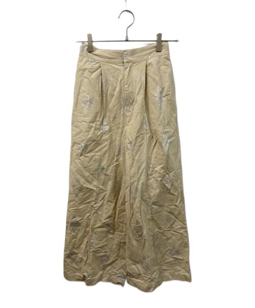 ne quittez pas（ヌキテパ）ne quittez pas (ヌキテパ) コットン リネン フォイル プリント パンツ “Cotton Linen Foil Print Pants” ベージュ サイズ:	SIZE Sの古着・服飾アイテム