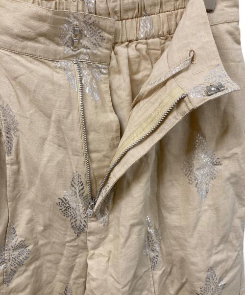 ne quittez pas（ヌキテパ）ne quittez pas (ヌキテパ) コットン リネン フォイル プリント パンツ “Cotton Linen Foil Print Pants” ベージュ サイズ:	SIZE Sの古着・服飾アイテム