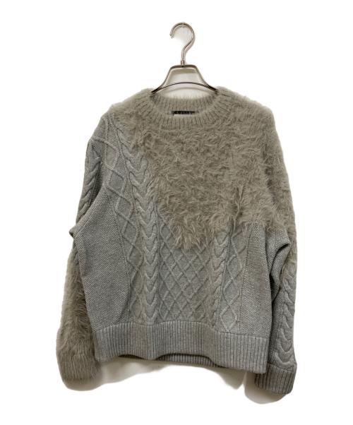MAISON SPECIAL（メゾンスペシャル）MAISON SPECIAL (メゾンスペシャル) ケーブルシャギーミックスプライムオーバークルーネックニットプルオーバー グレー サイズ:	SIZE 01の古着・服飾アイテム