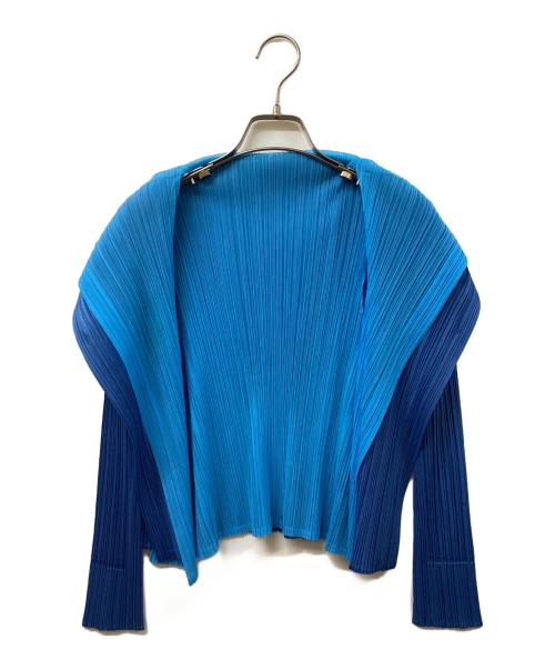 PLEATS PLEASE（プリーツプリーズ）PLEATS PLEASE (プリーツプリーズ) プリーツ レイヤードカーディガン ブルー サイズ:SIZE 3の古着・服飾アイテム